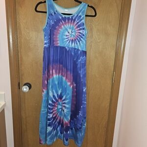 PIXIE GIRL Blue & Purple Tie-Dye Sleeveless Dress 14